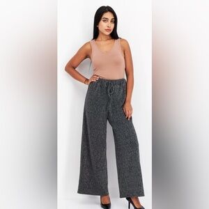 SAGE THE LABEL Textured  wide leg pant metallic